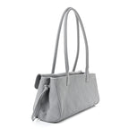 Grained Calfskin Stitched Urban Essentials Small Shopping Bag Grey
