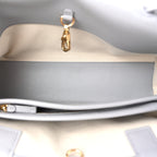 Grained Calfskin Stitched Urban Essentials Small Shopping Bag Grey