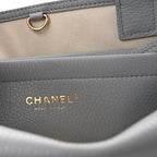 Grained Calfskin Stitched Urban Essentials Small Shopping Bag Grey