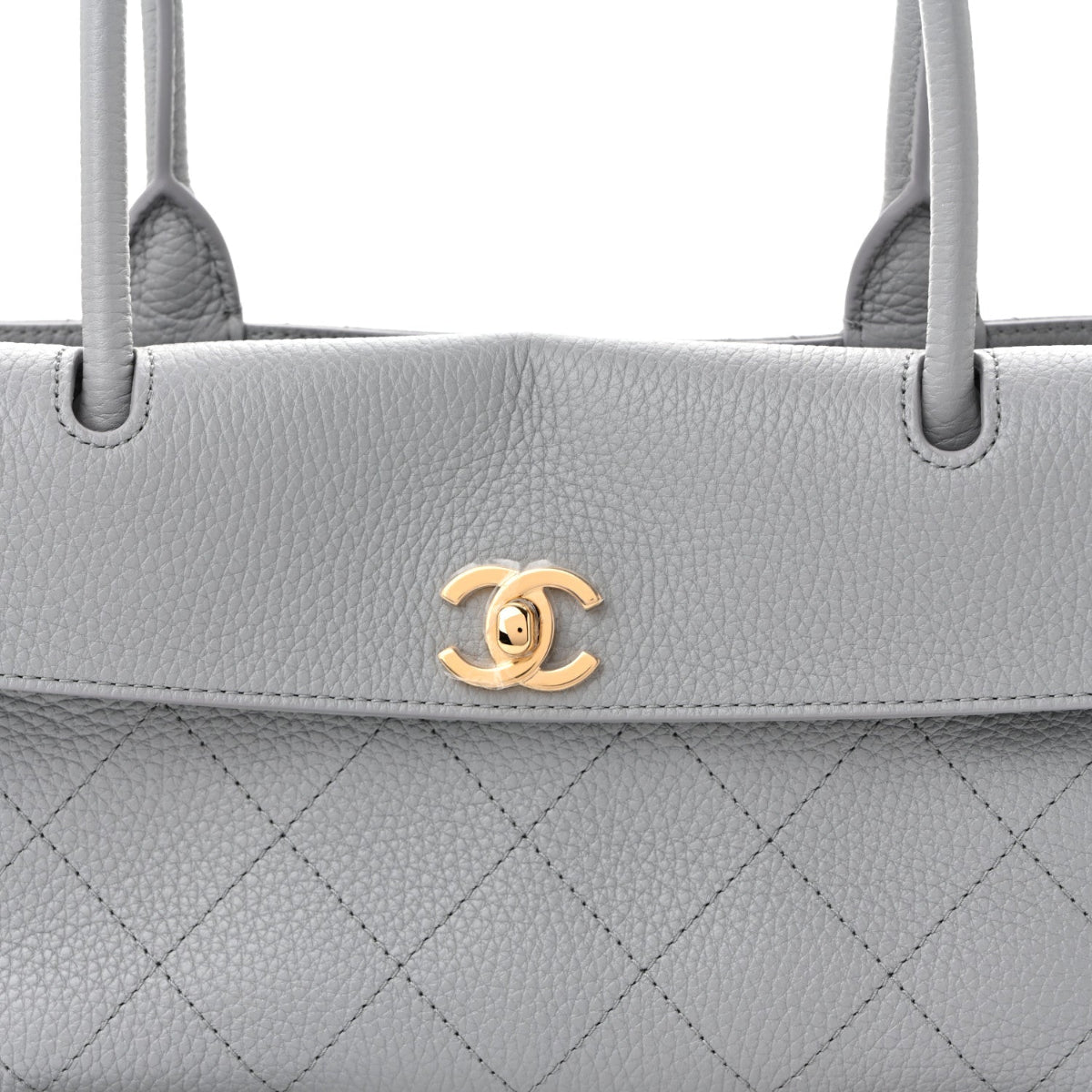Grained Calfskin Stitched Urban Essentials Small Shopping Bag Grey