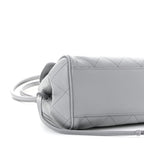 Grained Calfskin Stitched Urban Essentials Small Shopping Bag Grey