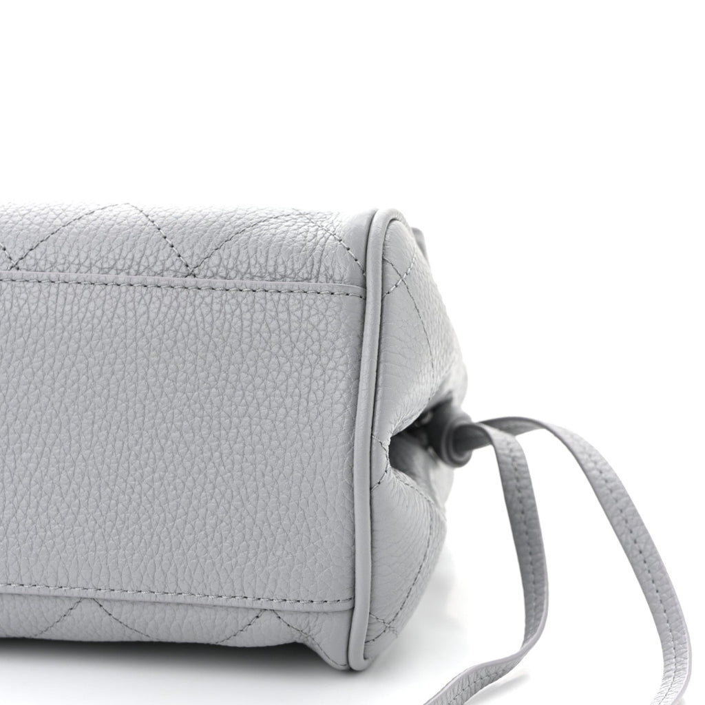 Grained Calfskin Stitched Urban Essentials Small Shopping Bag Grey