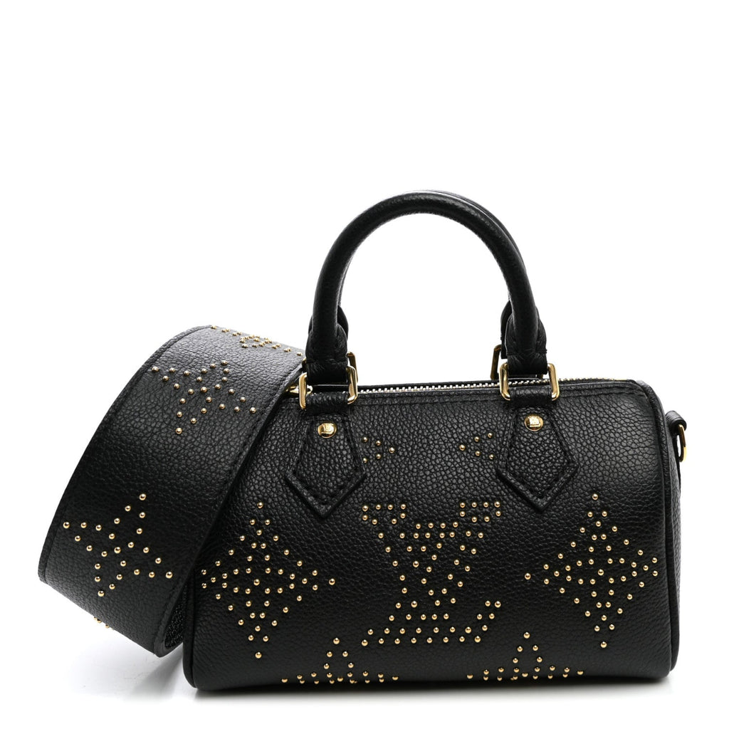 Grained Calfskin Studded Monogram Giant Nano Speedy Black