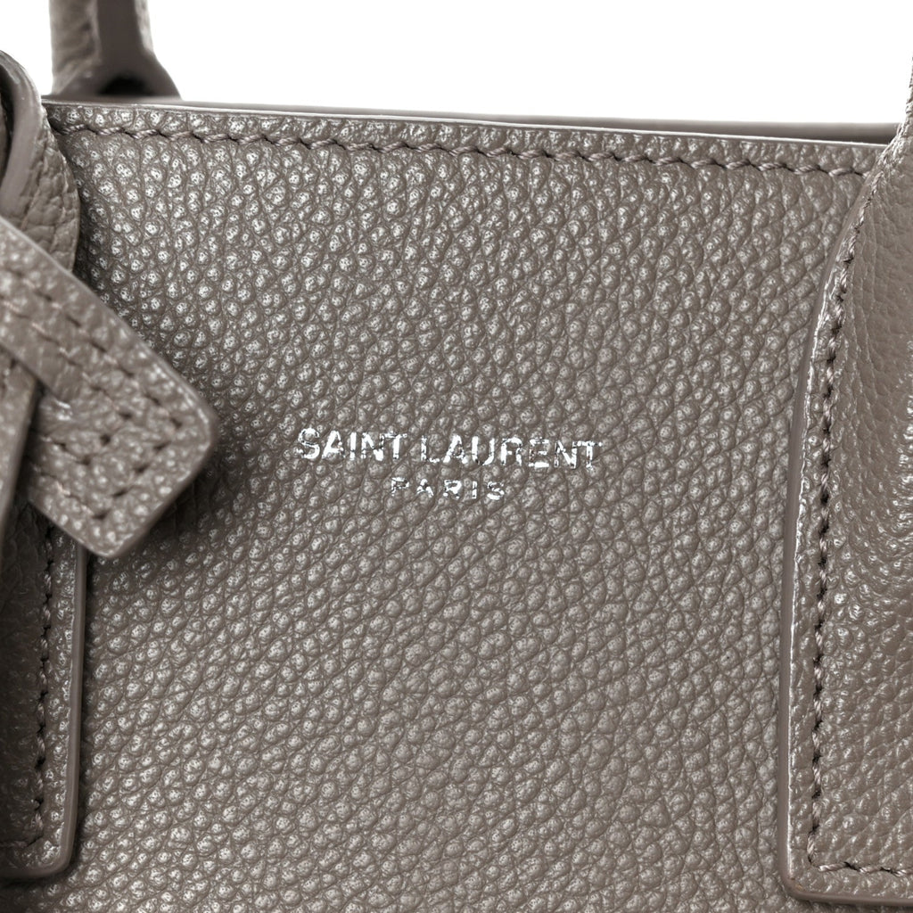 Grained Calfskin Topstich Baby Sac De Jour Fog