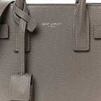 Grained Calfskin Topstich Baby Sac De Jour Fog