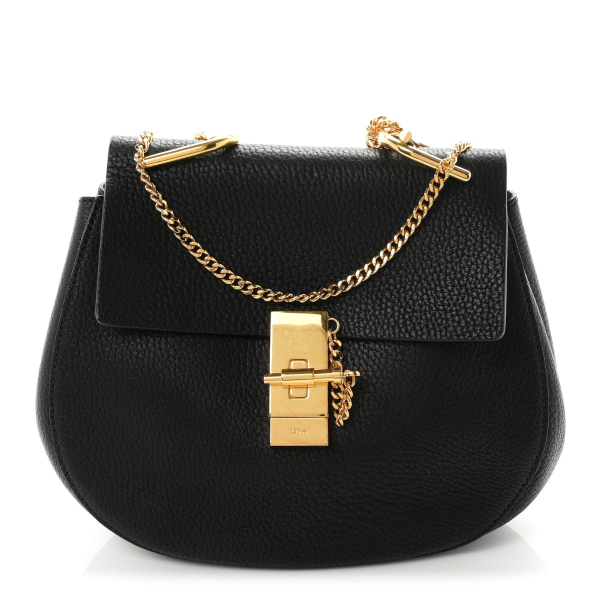 Grained Lambskin Drew Shoulder Bag Black