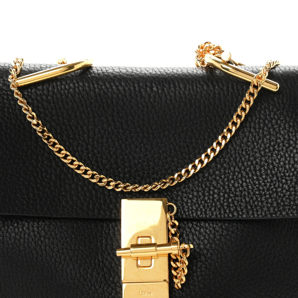 Grained Lambskin Drew Shoulder Bag Black