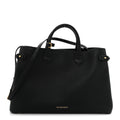Grainy Calfskin House Check Large Banner Tote Black