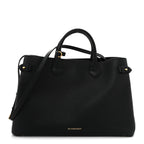 Grainy Calfskin House Check Large Banner Tote Black