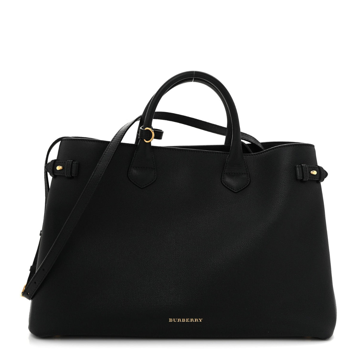 Grainy Calfskin House Check Large Banner Tote Black