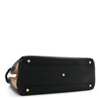 Grainy Calfskin House Check Large Banner Tote Black