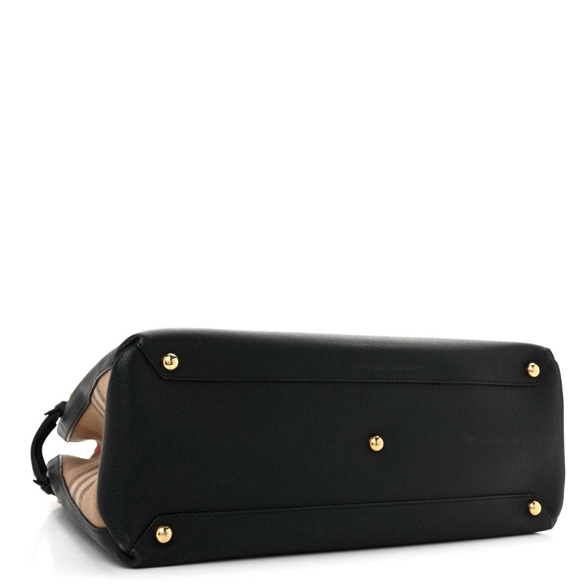 Grainy Calfskin House Check Large Banner Tote Black