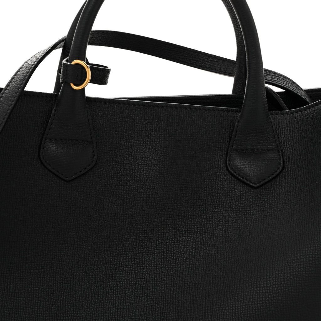 Grainy Calfskin House Check Large Banner Tote Black
