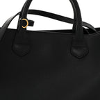 Grainy Calfskin House Check Large Banner Tote Black