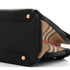 Grainy Calfskin House Check Large Banner Tote Black
