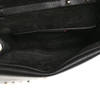 Grainy Calfskin Rockstud Double Flap Crossbody Bag Black