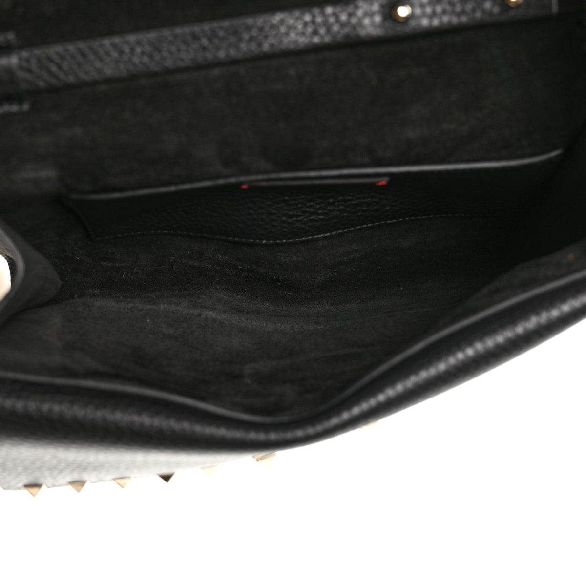 Grainy Calfskin Rockstud Double Flap Crossbody Bag Black