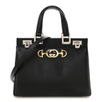 Grainy Calfskin Small Zumi Top Handle Bag Black