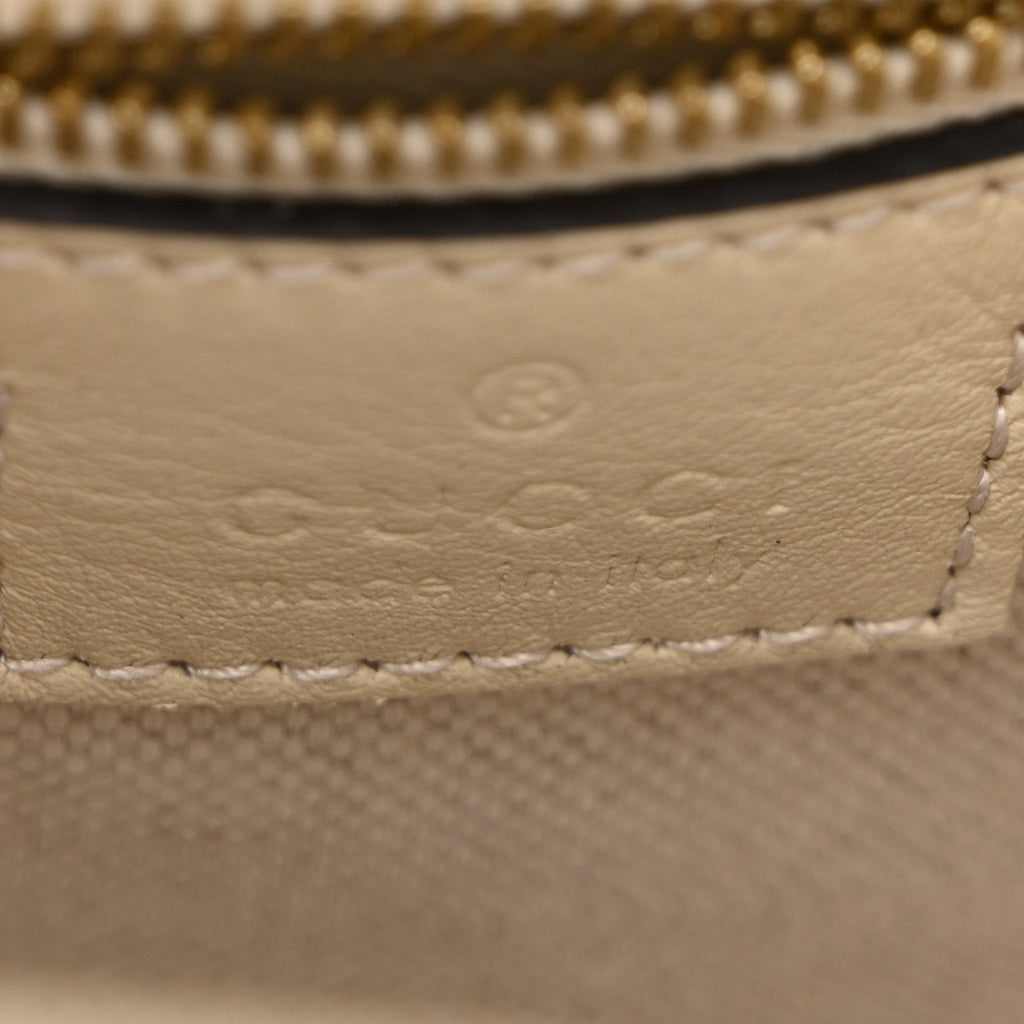 Arabella Calfskin Horsebit 73 Mini Bucket Bag White