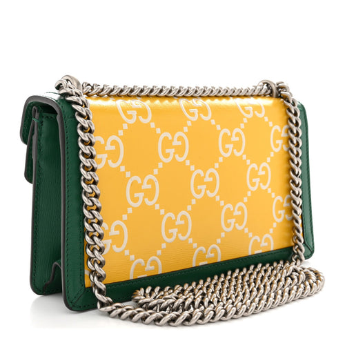Azalea Calfskin GG Monogram Bi-Color Debossed Small Dionysus Shoulder Bag Stone Topaz Mystic White Emerald