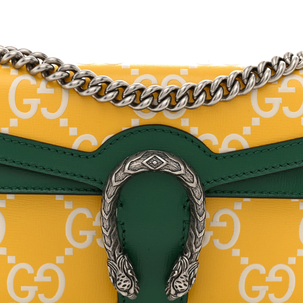 Azalea Calfskin GG Monogram Bi-Color Debossed Small Dionysus Shoulder Bag Stone Topaz Mystic White Emerald