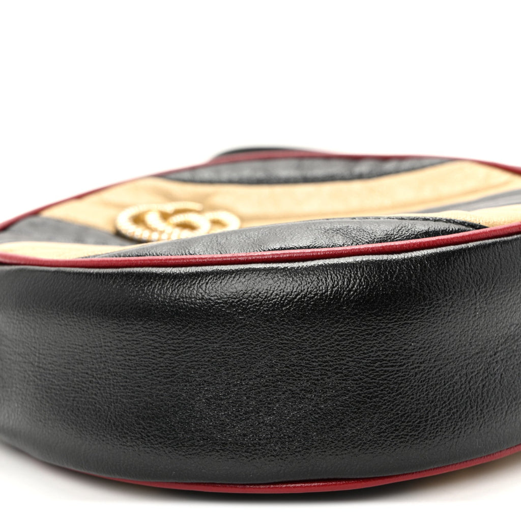 Azalea Calfskin Matelasse Diagonal Patchwork Mini Torchon GG Marmont Round Shoulder Bag Black Beige Romantic Cerise