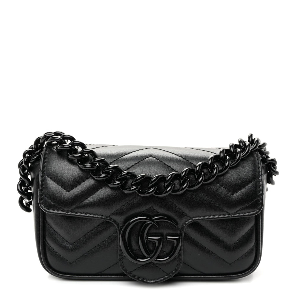 Calfskin Matelasse Monochrome GG Marmont Chain Belt Bag Black