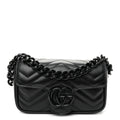 Calfskin Matelasse Monochrome GG Marmont Chain Belt Bag Black
