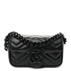 Calfskin Matelasse Monochrome GG Marmont Chain Belt Bag Black