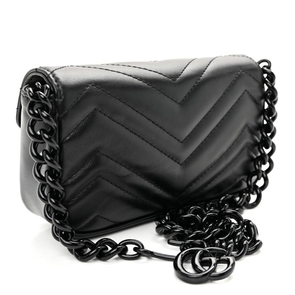 Calfskin Matelasse Monochrome GG Marmont Chain Belt Bag Black