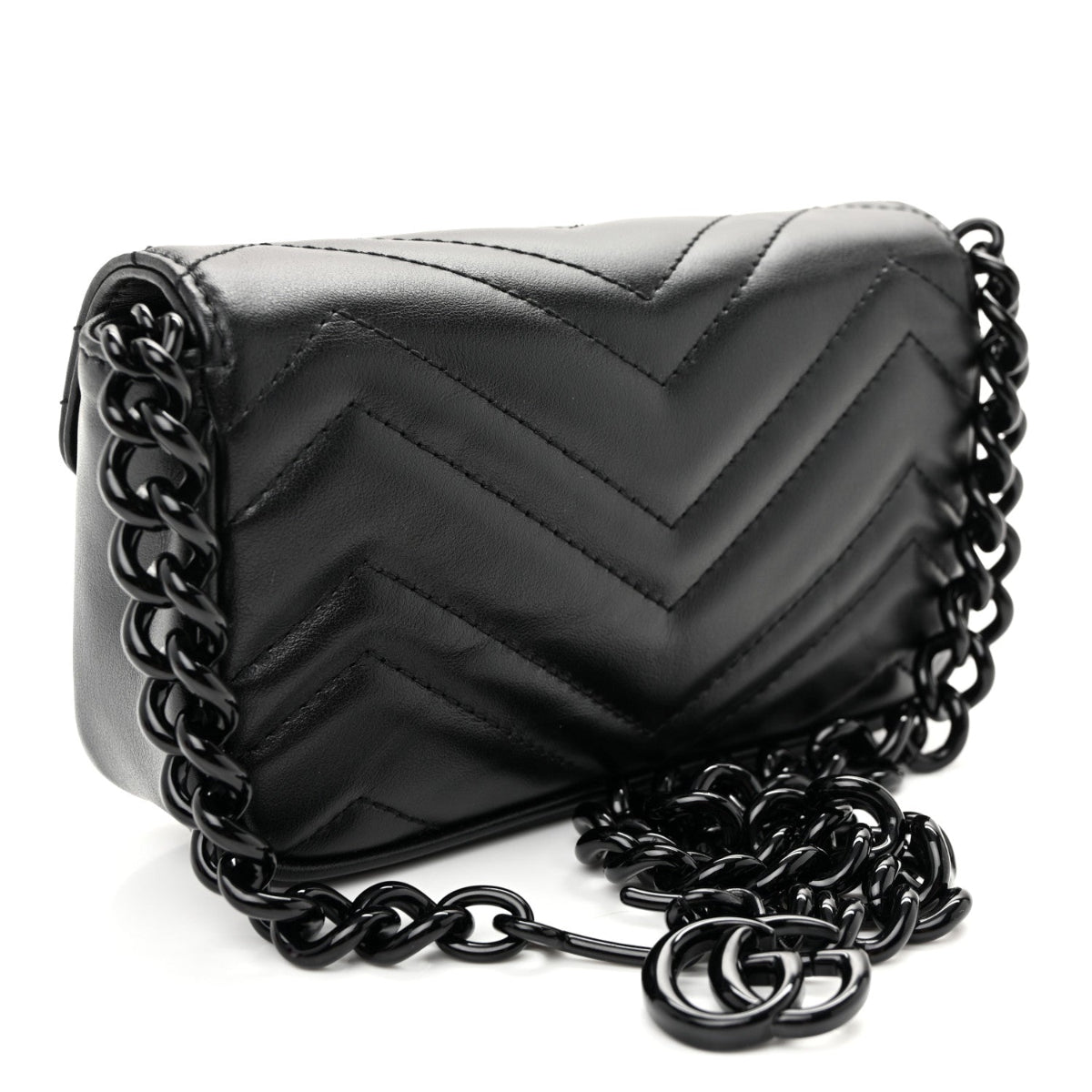 Calfskin Matelasse Monochrome GG Marmont Chain Belt Bag Black