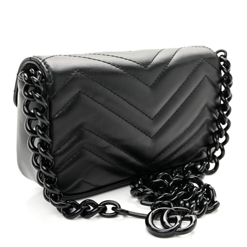 Calfskin Matelasse Monochrome GG Marmont Chain Belt Bag Black