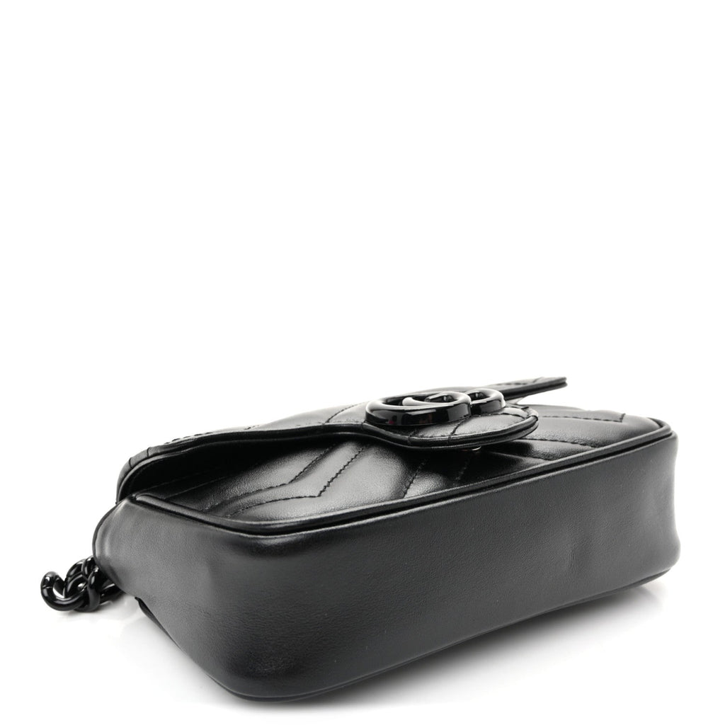 Calfskin Matelasse Monochrome GG Marmont Chain Belt Bag Black