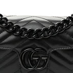 Calfskin Matelasse Monochrome GG Marmont Chain Belt Bag Black