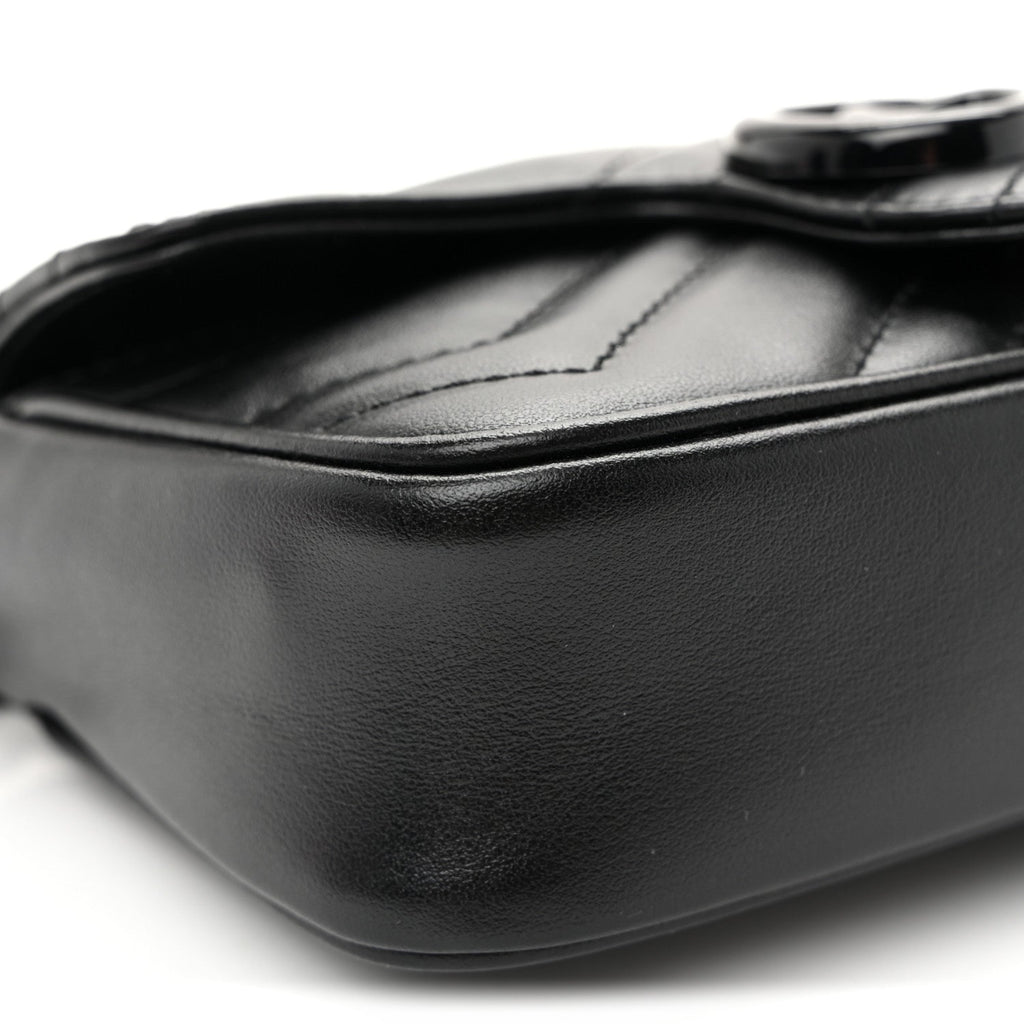 Calfskin Matelasse Monochrome GG Marmont Chain Belt Bag Black