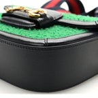 Casy Wool Azalea Calfskin Mini Horsebit 1955 Shoulder Bag Deep Emerald Blue