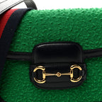 Casy Wool Azalea Calfskin Mini Horsebit 1955 Shoulder Bag Deep Emerald Blue