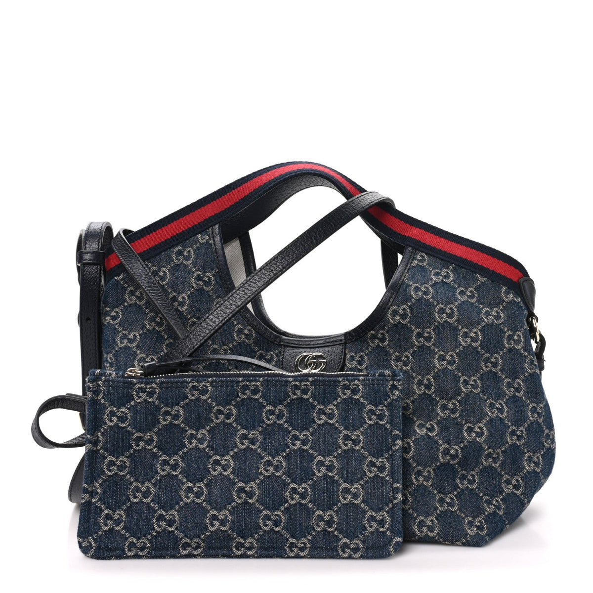 Denim GG Monogram Web Small Giglio Tote Blue White