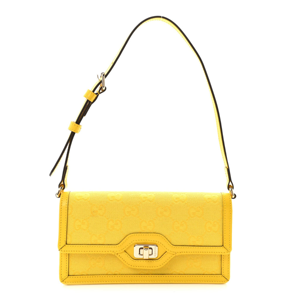 GG Monogram Scratch Lux Calfskin Mini Luce Shoulder Bag Yellow