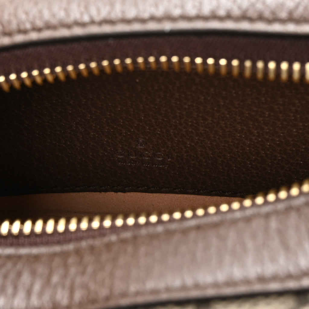 GG Supreme Monogram Textured Calfskin Web Mini Ophidia Half Moon Hobo Beige Ebony New Acero Beige Ebony New Acero