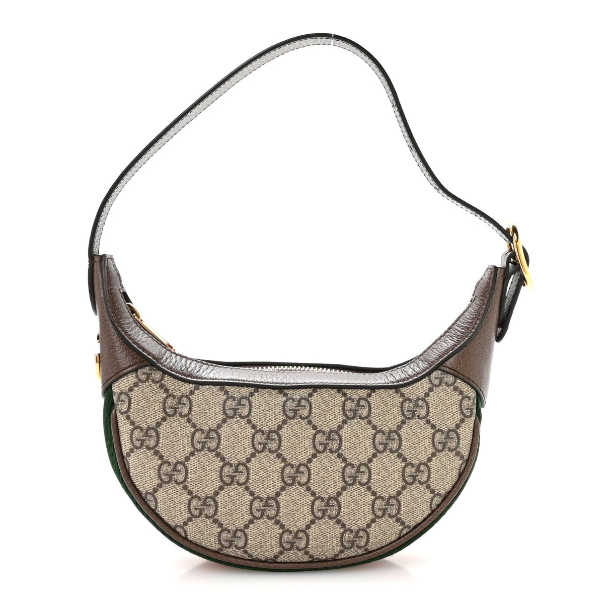 GG Supreme Monogram Textured Calfskin Web Mini Ophidia Half Moon Hobo Beige Ebony New Acero Beige Ebony New Acero