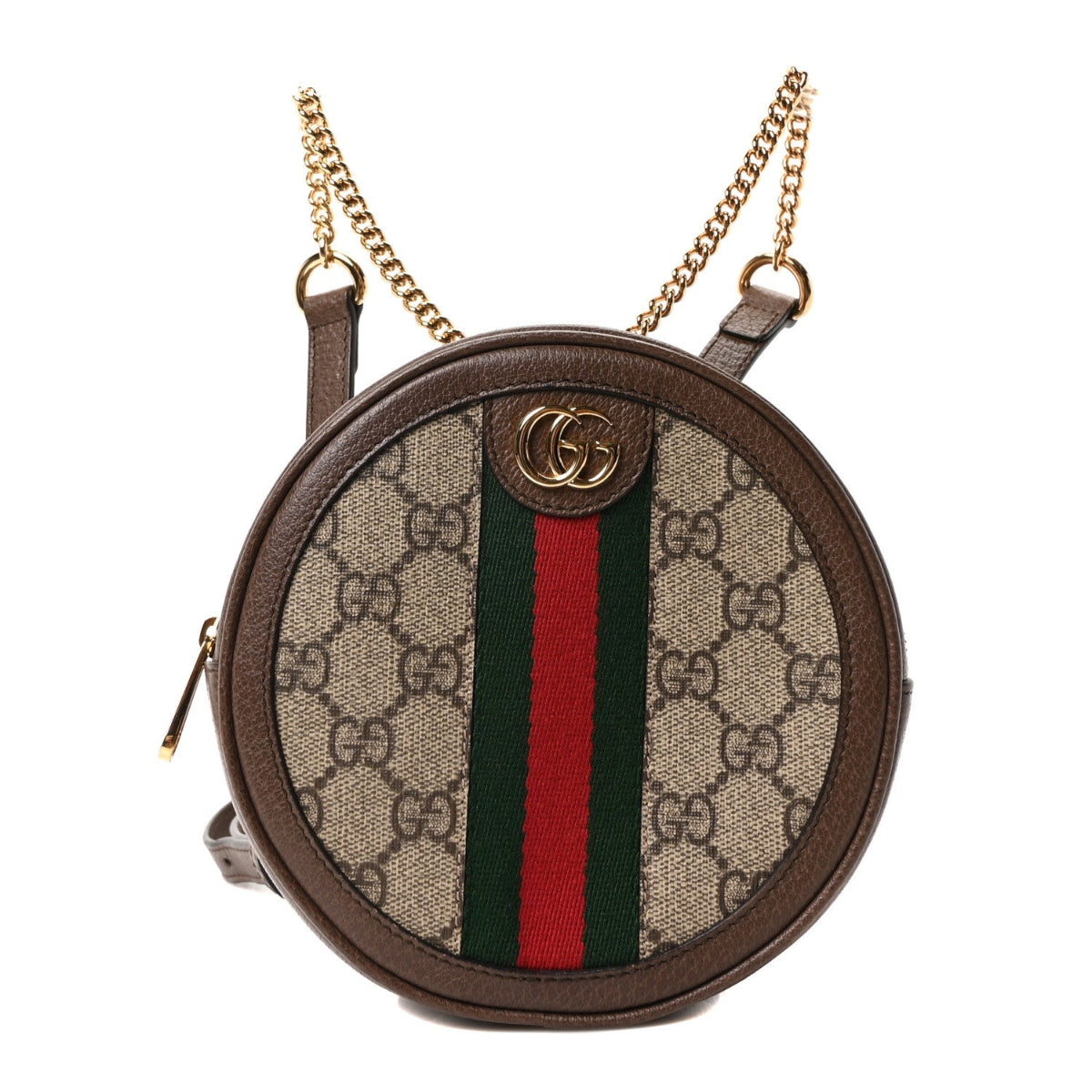 GG Supreme Monogram Web Mini Ophidia Round Backpack Brown