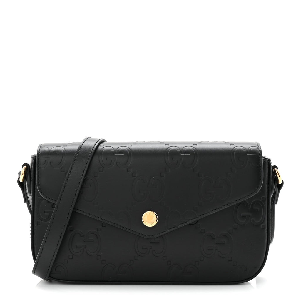 Gilbert Calfskin GG Super Mini Shoulder Bag Black