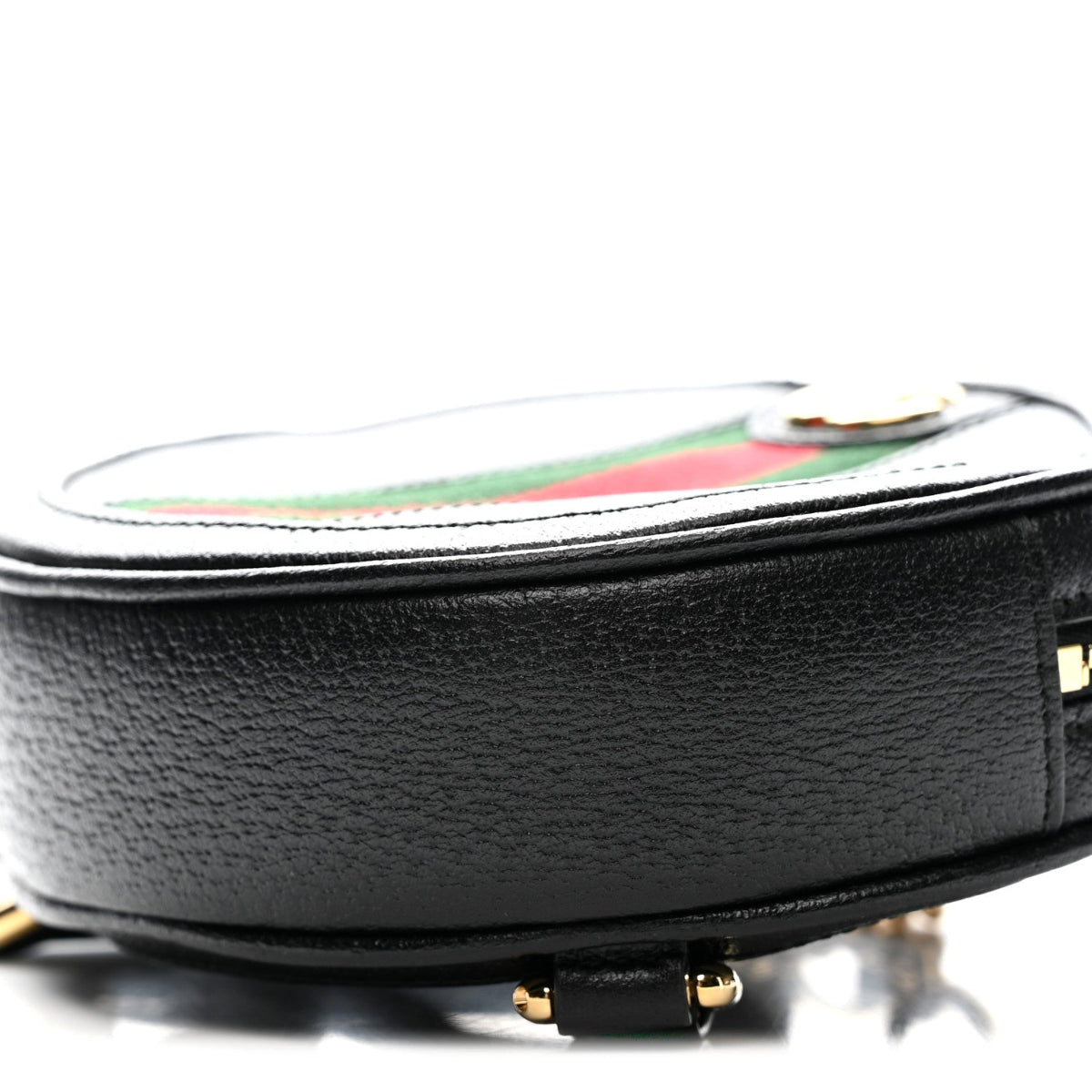 Grained Calfskin Web Mini Ophidia Round Shoulder Bag Black