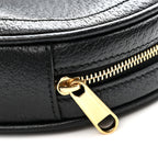 Grained Calfskin Web Mini Ophidia Round Shoulder Bag Black