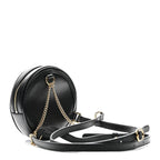 Grained Calfskin Web Mini Ophidia Round Shoulder Bag Black