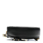 Grained Calfskin Web Mini Ophidia Round Shoulder Bag Black
