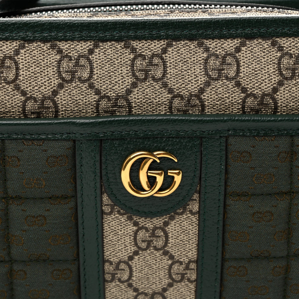 Monogram GG Mignon Textured Dollar Calfskin GG Supreme Monogram Quilted Mini GG Shoulder Bag Green Beige Ebony