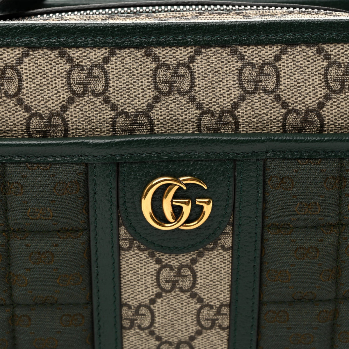 Monogram GG Mignon Textured Dollar Calfskin GG Supreme Monogram Quilted Mini GG Shoulder Bag Green Beige Ebony