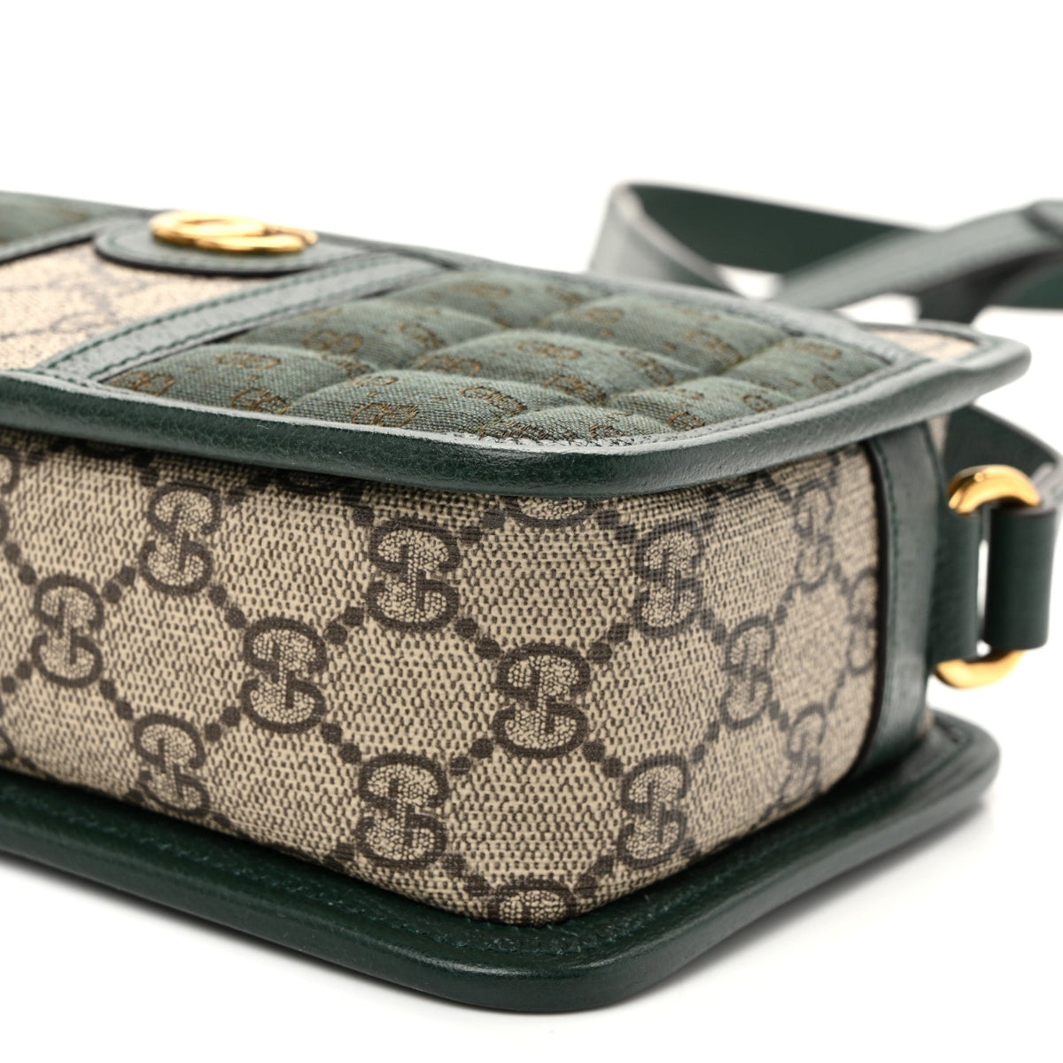 Monogram GG Mignon Textured Dollar Calfskin GG Supreme Monogram Quilted Mini GG Shoulder Bag Green Beige Ebony